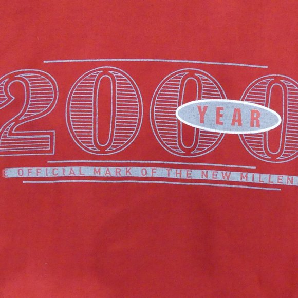 Year 2000 The Official Mark Of The New Millennium Red XLarge Long Sleeve Shirt - Picture 2 of 3